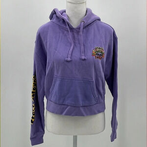 Cross Colours Black Lives Are Loved Cropped Sweatshirt in Lilac - Size Small